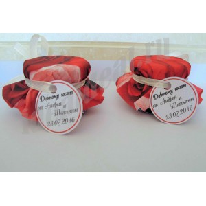 Подарки для гостей (мини баночки варенья/меда) "красная роза"