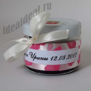 Подарки для гостей (мини баночки варенья) "розовый лепесток"
