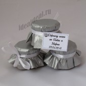 Подарки для гостей (мини баночки варенья/меда) "серебро"