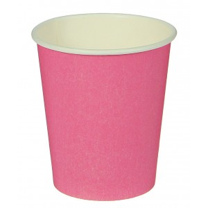Стакан бумажный однотонный, розовый цвет (205 мл) набор 10 шт.